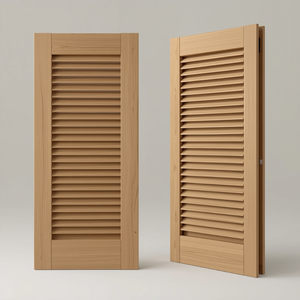 Portes à persiennes en bois massif de luxe, élégantes portes à volets en bois pour projets résidentiels modernes - Product Image 1