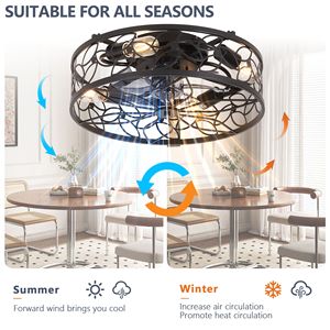 Ventilatore da Soffitto LED Vintage da 18 Pollici con Gabbia, Nero, Funzionamento Silenzioso con Telecomando, Stile Industriale per Soggiorno e Camera da Letto - Product Image 5