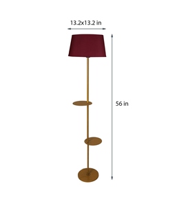 Lampadaire en coton rouge avec abat-jour en tissu, base métallique, vente en gros, fabricant de lampes sur pied, abat-jour en tissu personnalisé, OEM ODM - Product Image 5