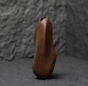 Vase à fleurs en bois de Sapele tourné à la main, style scandinave ondulé, pour mariage, décoration écologique pour la maison - Product Image 6