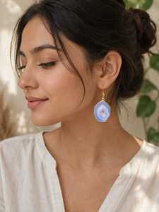 Pendientes de latón para mujer, joyería de aleación de metal precioso, piedra natural de nacimiento, regalo de boda y compromiso, pendientes de alambre de alta calidad. - Product Image 1