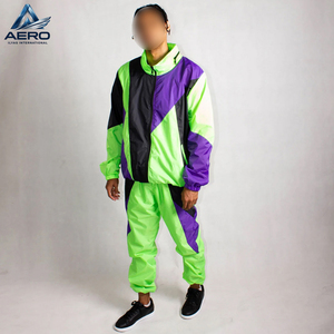 Conjunto Deportivo Cortavientos Impermeable Color Verde Neón, Traje de Nylon para Entrenamiento y Jogging, Ropa Casual, Precio al por Mayor - Product Image 2