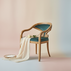 Luxury Scandinavian Modern Rattan Frame Polyester Upholstered <b>Dining</b> Chair with Curved Arms for Home Hotel Villa Outdoor Use - Product Image 1