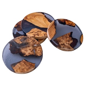 Posavasos decorativos con efecto océano, artesanía de resina de madera epoxi cuadrada y redonda para decoración del hogar para uso promocional - Product Image 1