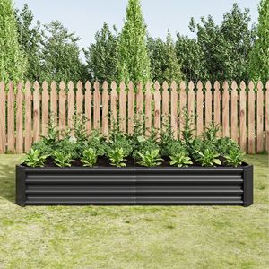 Fioriera Rettangolare Rialzata in Metallo Nero 6 X 3 X 1 Piede, Vasi da Giardino per Fiori, Verdure e Piante - Product Image 1
