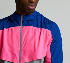 Chaqueta Cortavientos para Hombre, Estilo Blouson, con Bloques de Color, Capucha, Impermeable, Transpirable, Ligera, con Cierre, para Deportes al Aire Libre - Product Image 4