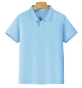 Polo décontracté uni à col rond, respirant, tricoté, 180g, anti-rétrécissement, polyester/coton, manches courtes - Product Image 2