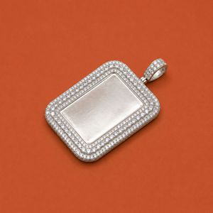 Pendentif HipHop personnalisé en argent S925 avec moissanite et cadre photo rectangulaire, style « Iced Out » - Product Image 2