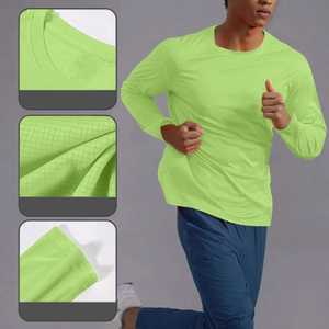 Camiseta de Manga Corta para Hombre, Cuello Redondo, Color Sólido, Secado Rápido, Transpirable, Tejido de Punto, Spandex/Poliéster, Corte Casual, Largo Regular, Verde - Product Image 2