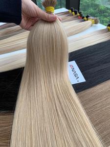 Extensions de cheveux vietnamiennes droites et soyeuses vierges couleur claire Super Double extrémités dessinées en vrac cheveux à pointe plate Vietnam - Product Image 2