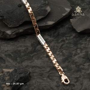 22K Two Tone <b>Solid</b> <b>Gold</b> Classic Italian Fusion Link Bracelet for Unisex with Lobster Clasp 14.87g - Product Image 3