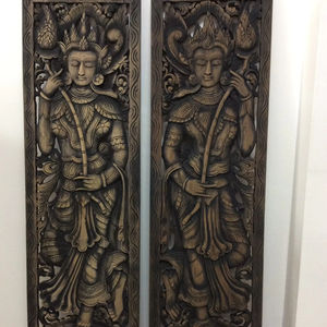 Panneaux muraux en bois classiques gravés carrés, faits à la main, 100% en teck écologique haute résistance - Product Image 1