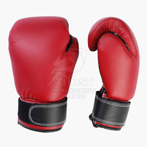 Gants de boxe rouges en cuir, longueur poignet, gants d'entraînement à doigts entiers, gants d'arts martiaux pour la pratique du combat - Product Image 3