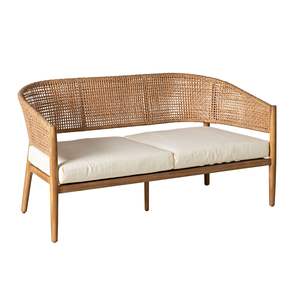 Sofá de Ratán Hecho a Mano con Estructura de Madera y Asiento Acolchado, Muebles Elegantes de Mimbre para Sala de Estar, Terraza y Jardín - Product Image 1