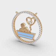 Collar con Colgante de Diamante Cultivado en Laboratorio |   Diseño de círculo con símbolo de corazón |   Amuleto Romántico de Oro con Diamantes |   Regalo Significativo - Product Image 4