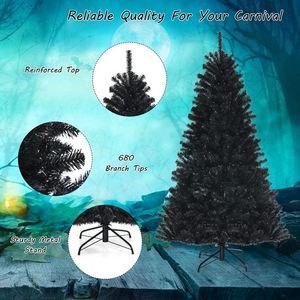 Black Artificial Christmas <b>Tree</b> with Purple LED <b>Lights</b> for Halloween Decorations - Product Image 3