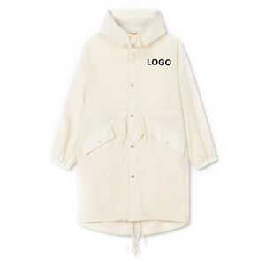 Chaqueta Cortavientos Larga con Capucha para Mujer, Personalizada, Ligera, Resistente al Agua, con Cordón Ajustable en la Cintura, para Actividades al Aire Libre, Informal - Product Image 1