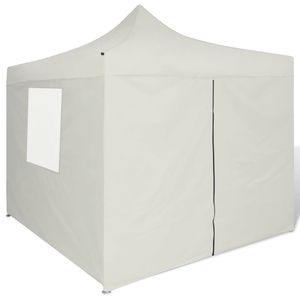 เต็นท์ป๊อปอัพแบบพับได้สีครีม 9.8'x9.8' พร้อมผนัง 4 ด้าน - Product Image 3