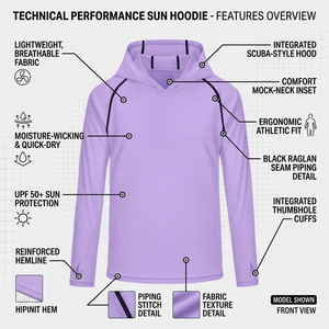Hoodie de protection solaire personnalisé UPF 50+ à manches longues, léger, séchage rapide, pour la pêche, la randonnée, performance, anti-UV, OEM - Product Image 2