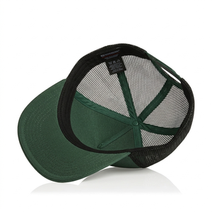 Casquette Trucker en Maille 5 Panneaux Personnalisée de Haute Qualité – Vert Foncé & Noir, Casquette de Baseball Ajustable à Fermeture Snapback pour Hommes et Femmes - Product Image 6