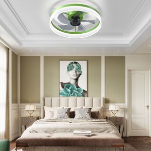 Ventilatori da Soffitto LED Moderni con Luci Dimmerabili e Installazione Sottile a Incasso Verde - Product Image 3
