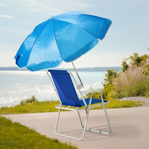 Sedia da Spiaggia Pieghevole Leggera e Portatile con Ombrello per Adulti, Capacità 120 kg, in Tessuto Oxford per Viaggi, Picnic e Concerti - Product Image 6