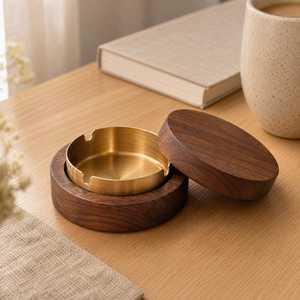 Cendrier moderne en bois massif pour usage intérieur et extérieur - Product Image 6