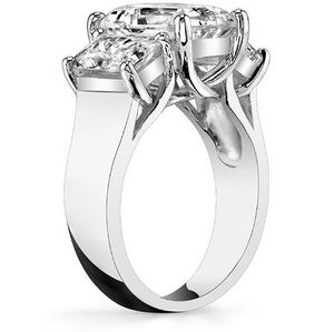 Radiant Cut 8x10mm Moissanite 925 Sterling <b>Silver</b> White Gold Plated Prong Set Luxury <b>Solitaire</b> Engagement Wedding <b>Ring</b> for Party - Product Image 2