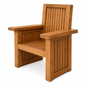 Fauteuil de jardin moderne et contemporain en teck massif pour villa, parc, école et salon – Chaise de patio en bois durable - Product Image 3