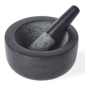 Mortier et pilon en marbre vert, presse-ail, ustensiles de cuisine, ensemble mortier et pilon en pierre de marbre naturel - Product Image 2