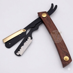 Professional Straight Razor Shaving Strop Premium Stainless Steel wood Handle <b>Barber</b> <b>Shaver</b> for Men Home Salon Grooming Use - Product Image 1