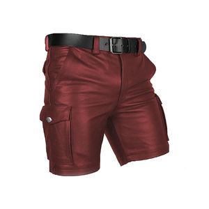 <b>Men's</b> Casual Stylish Leather <b>Shorts</b> Elastic Waist Nonwoven Breathable Quick Dry Worsted Fabric <b>Knee</b> <b>Length</b> Outdoor OEM Service - Product Image 3