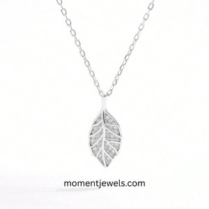 Collier pendentif feuille en argent sterling 925 pour femme, plaqué platine, incrustation de zircon, bijoux de luxe pour mariage, usage quotidien, fête, anniversaire - Product Image 1