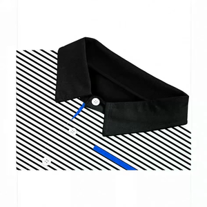 Chemise rayée pour homme à manches courtes, noir, blanc, bleu, tissée, tricotée, respirante, décontractée, coupe classique, 100% coton, 220g - Product Image 3
