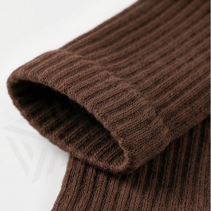 Brown Crew <b>Socks</b> Solid Color Knitted Breathable Daily Wear Adult Regular Style - Product Image 4