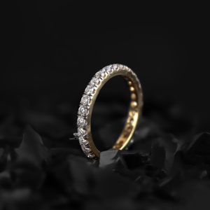 Round Cut Lab Grown Diamond Full Eternity <b>Wedding</b> Band Solid 10K 14K 18K Gold Shared Prong Stackable Anniversary Ring Wholesale - Product Image 2