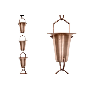 Chaîne de pluie décorative en cuivre pour gouttière, déversoir extérieur, drainage des eaux de pluie, fontaine suspendue pour jardin - Product Image 6