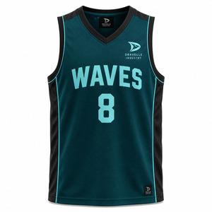 DRAVELLE INDUSTRY Maillot de basket-ball pour homme sans manches, col rond, sublimé, évacuant l'humidité, 100% polyester, coupe athlétique, RIVES 8 - Product Image 1