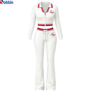 Conjuntos de Otoño para Mujer con Logotipo Personalizado, a la Moda, con Top Corto de Media Cremallera, Cuello Polo, Chándal, Top de Manga Larga con Cremallera, Conjunto de 2 Piezas para Mujer - Product Image 4