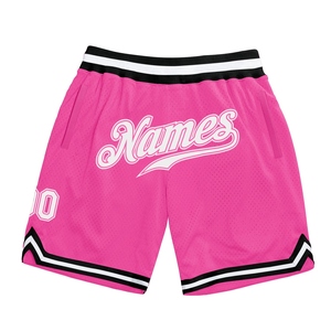 Custom Eco-Friendly Custom <b>Pink</b> White-Black Authentic Throwback Basketball Shorts - Product Image 1