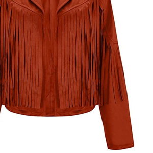 <b>Men</b> Women <b>Suede</b> Leather Fringe <b>Jacket</b> Western Street Style Outerwear OEM Wholesale - Product Image 3
