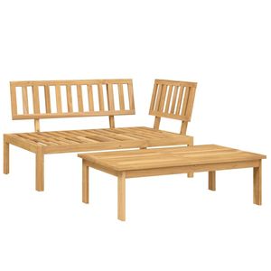 Ensemble de canapés de patio en bois d'acacia massif taupe, mobilier de jardin modulaire standard - Product Image 3
