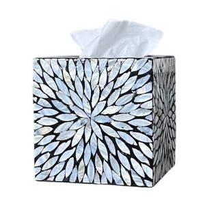 Handmade Wooden Tissue Box with Mother of Pearl Inlay for Home Decor - Product Image 3
