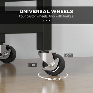 Chariot de service de bar noir avec tiroirs roulants en bois pour la salle à manger à la maison - Product Image 3