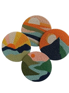 Elegant Handcrafted <b>Beaded</b> Design Martini Glass Coaster <b>Set</b> New Arrival 4 Coasters for Home Decor Weddings and Parties - Product Image 5