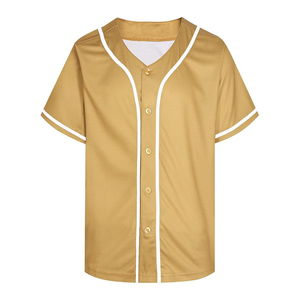 Maillot de baseball premium doré avec détails de passepoil blanc, personnalisable, pour les matchs et événements de championnat - Product Image 1