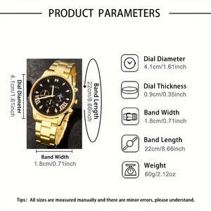Juego de 4 Relojes de Cuarzo con Calendario Dorado Redondo y Elegante para Hombre 192046 - Product Image 4