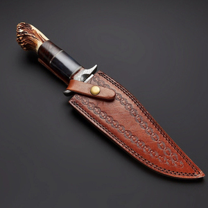 Handmade Damascus Steel Hunting <b>Knife</b> With <b>Bone</b> <b>Handle</b> Smooth Edge Outdoor Camping Use Durable Compact Design - Product Image 5