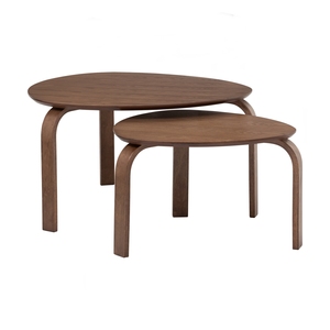 Hot Sale Nesting Coffee <b>Table</b> <b>Walnut</b> Finish Solid Wood Leg Space-Saving Living Room <b>Table</b> for Apartments and Hospitality - Product Image 1