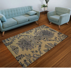 Tapis unique beige en laine tuftée à la main, de haute qualité, motif moderne, fait main, écologique, pour salon, chambre d'enfants, hôtels, bureau - Product Image 4